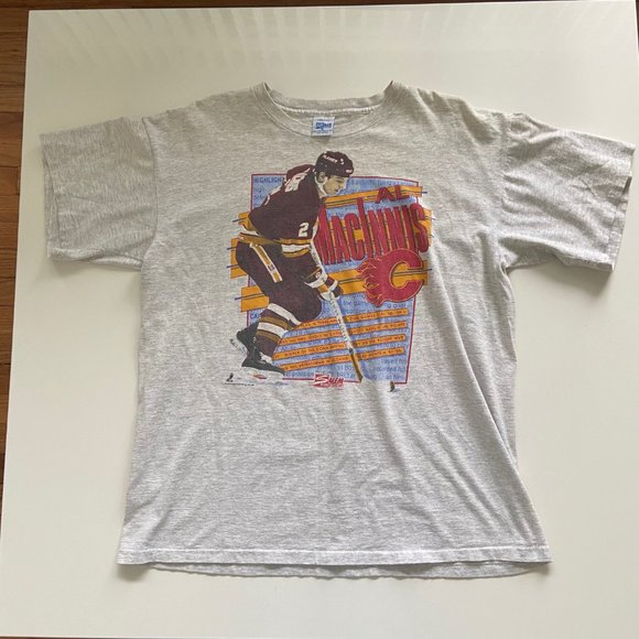 1990 Vintage AL MacInnis Calgary Flames NHL Hockey Logo Shirt Mens XL 90s USA